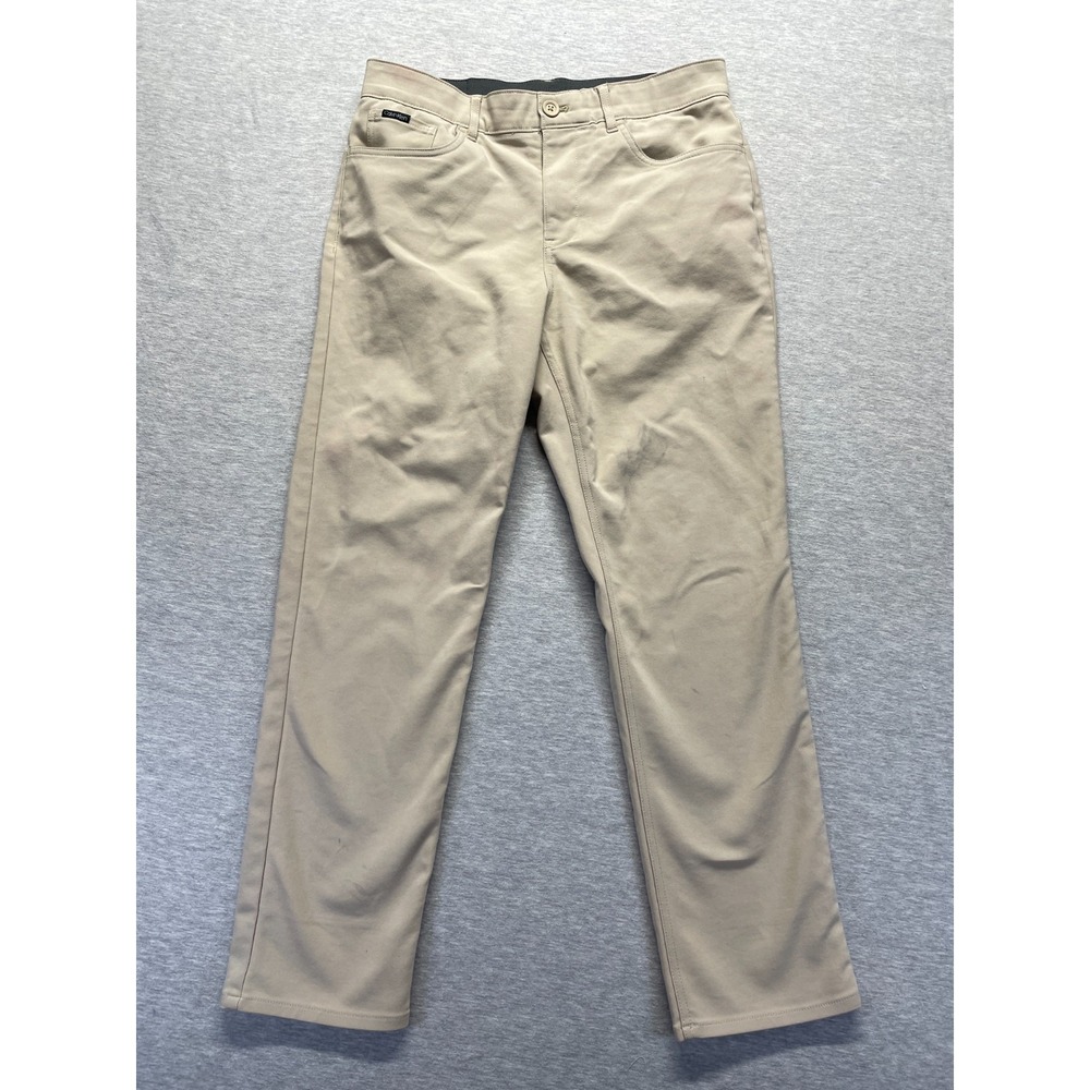 Calvin Klein Chino Pants Mens 32x30 (Fits 31x29) Beige Slim Infinite Flex Waist